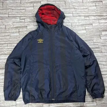 UMBRO 나일론 자켓 스트라이프 네이비 후드 부착 스포츠
