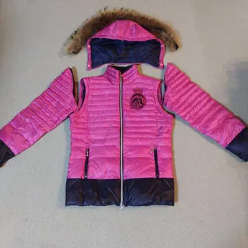 MU 스포츠 핑크 네이비 다운 자켓