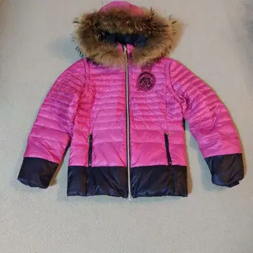 MU 스포츠 핑크 네이비 다운 자켓