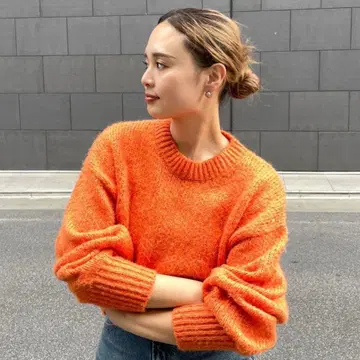 [ 새상품급 ] Ungrid 언그리드 컬러 모헤어 혼방 루즈 니트 오렌지