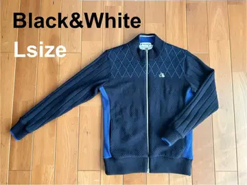 블랙&화이트 니트 블루종 아우터 가디건 골프 일본제 L