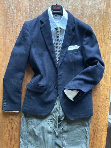 네이비 영국 셰틀랜드 울 100% 테일러드 자켓