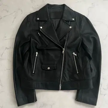 그린 라벨 릴랙싱 양가죽 더블 라이더 자켓 천연 가죽 M