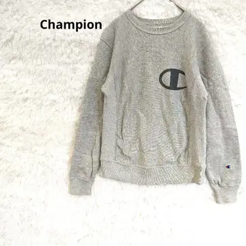 챔피온 트레이닝복 맨투맨 그레이 프린트 리버스 위브 S