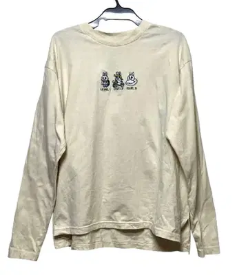 토끼 진화 자수 롱 슬리브 T셔츠