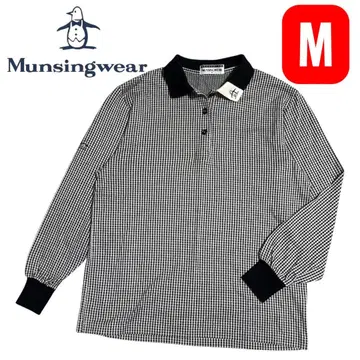 [먼싱웨어] 하운드투스 패턴 긴팔 골프 셔츠 M