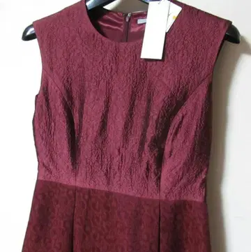 버건디 슬리브리스 A라인 원피스