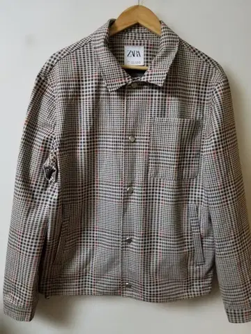 초초미. ZARA 남성용 체크 무늬 버튼 프론트 자켓