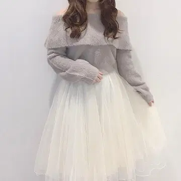 안미르 튤 스커트 아이보리 계열