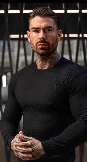 FATHER SONS 블랙 리브 니트 M