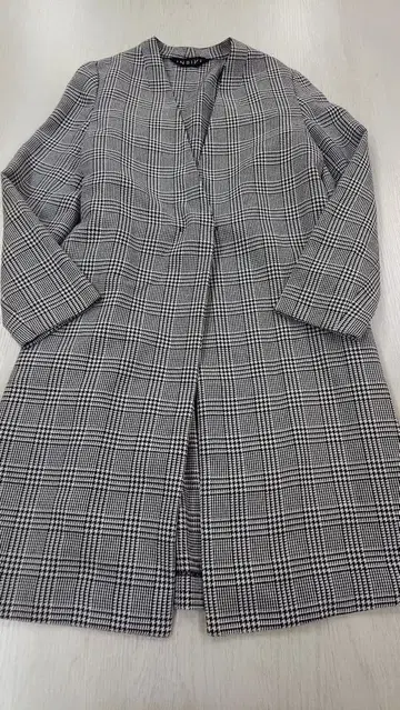 새상품급 노카라 롱 코트 글렌체크 인디비 가을 깔끔한 S 일본제