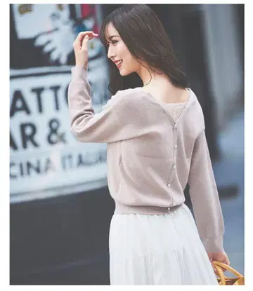 미사용 레스 빠세 / Back 레이스 라메 니트 파우더 블루