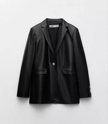 ZARA 인조 가죽 블레이저 블랙 XS