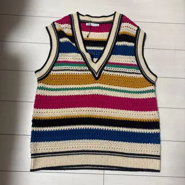 ZARA 멀티 컬러 V넥 니트 베스트 M