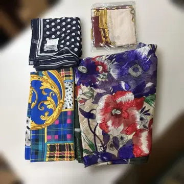 스카프 세트 5개 꽃무늬 도트 무늬