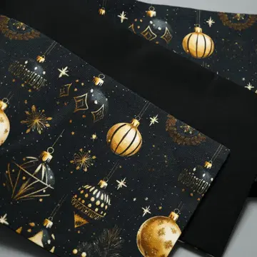 반폭 오비 크리스마스 오너먼트 미사용 면 블랙 390cm 모던