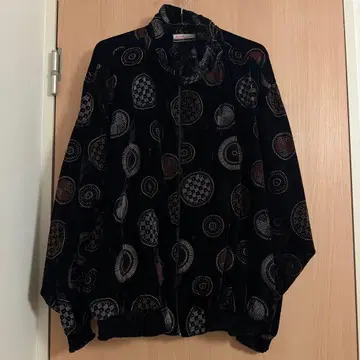 앤티크 빈티지 70s USA 광택 벨로아 기하학 패턴 블루종