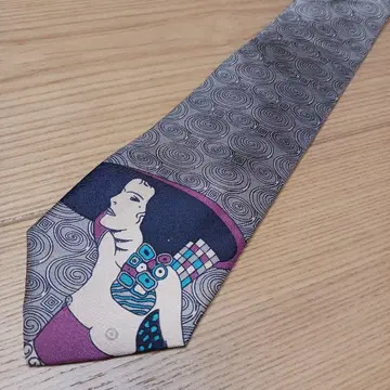 미사용 우키요에 디자인 넥타이 보르살리노 borsalino 이탈리아