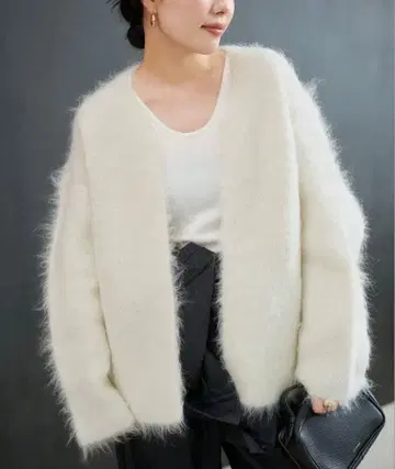 Plage R'IAM 샤기 가디건 화이트