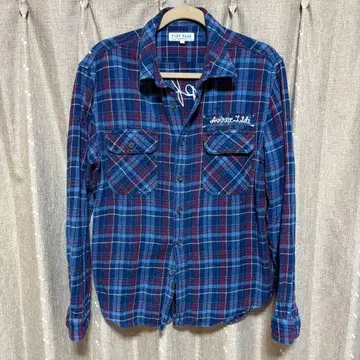 y111702 AVIREX TYPE BLUE 플란넬 셔츠 체크 무늬 L