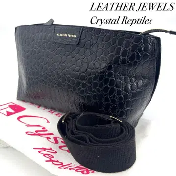 미사용급 레더 쥬얼스 숄더백 미니백 악어 엠보싱 블랙