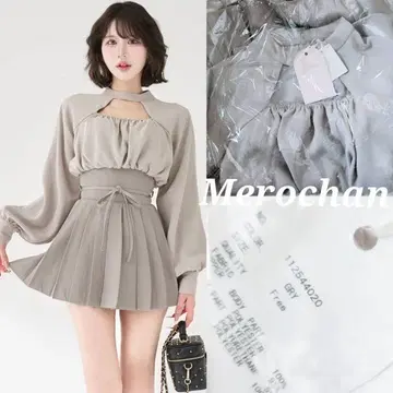 다리치 도킹 코르셋 플리츠 미니 원피스 그레이