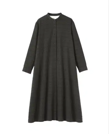 무인양품 양면 기모 플란넬 스탠드 카라 긴팔 원피스 C 그레이 체크 XL