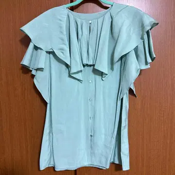 Mystrada 민트 그린 프릴 블라우스 M