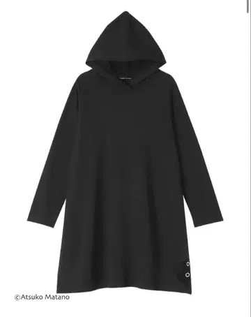 마타노 아츠코 와코루 검은 고양이 아플리케 튜닉 루즈핏 M 블랙