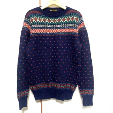 WASTE TWICE &co 노르딕 무늬 니트 크루넥 니트