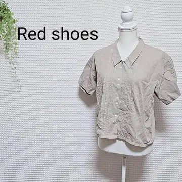 Red shnes 빈티지 카키 숏 슬리브 셔츠