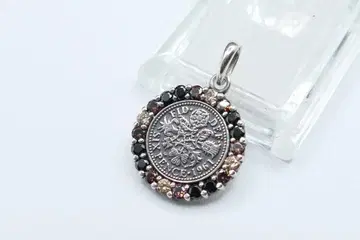 새상품급 아쿠아 실버 6펜스 코인 목걸이 펜던트 탑