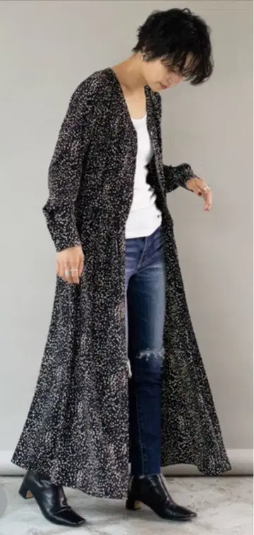 새상품급 Audrey and John Wad 원피스 롱 블랙 레오파