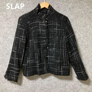 SLAP 트위드 노카라 체크 자켓
