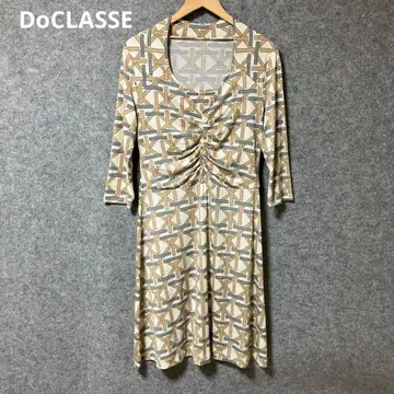 DoCLASSE 기하학 패턴 3/4 소매 원피스