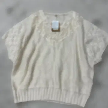 soulberry 소울베리 아이보리 레이스 니트 반팔 M