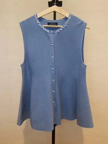 UNITED ARROWS 스파클 비쥬 니트 베스트 블루 스카이블루