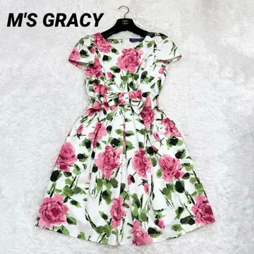 [새상품급] 엠즈 그레이시 꽃무늬 원피스 허리 리본 36 장미