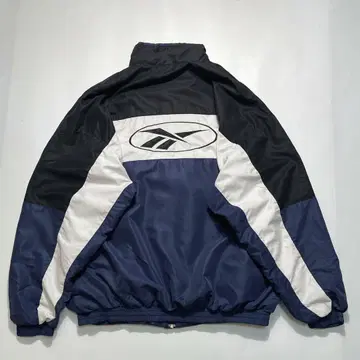 90s 리복 나일론 자켓 XL 블랙/네이비 원포인트 자수 7346