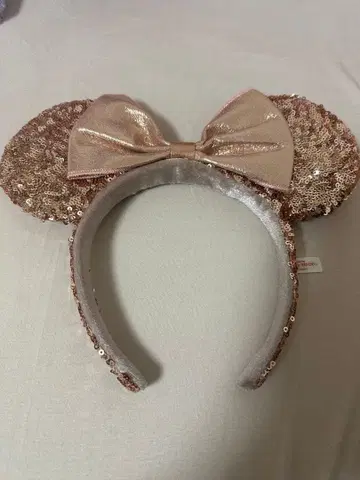 미키 귀 머리띠 골드 핑크