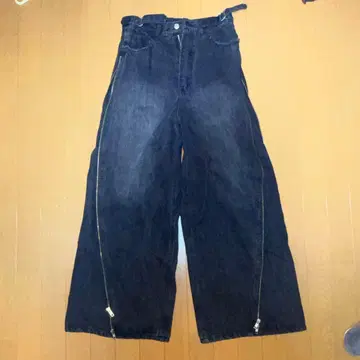 GRANCY 지퍼 디자인 배기 데님 팬츠