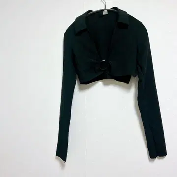 블랙 크롭 긴팔 상의 볼레로 겉옷 블랙