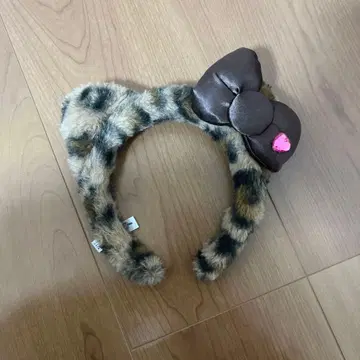 레오파드 무늬 머리띠 (리본 포함)