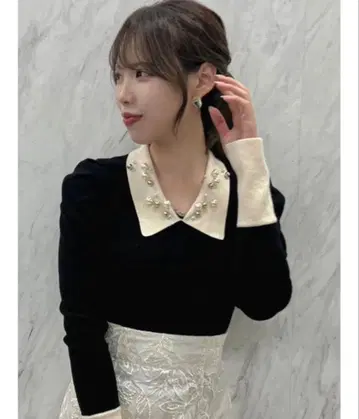 dazzlin 오너먼트 칼라 리브 상의