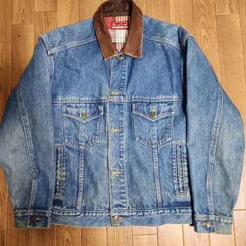 90s 말보로 가죽 카라 부착 데님 자켓 S 사이즈