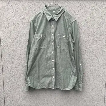 2950 [무인양품] M 긴팔 셔츠 올리브 그린 인도네시아산 MUJI