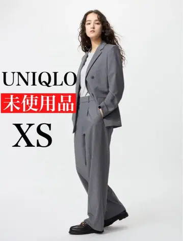 [ 미사용품 ] UNIQLO 턱 와이드 팬츠 그레이 XS