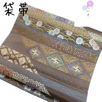 3 후쿠로 오비 당직 꽃무늬 마주보는 새