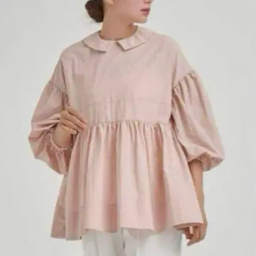 yori 플랫 칼라 티어드 블라우스 핑크