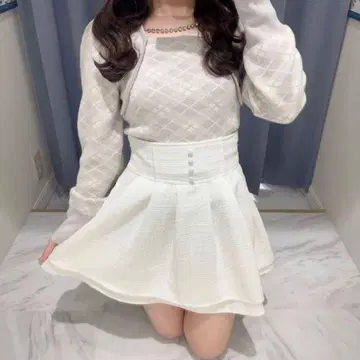 evelyn 체크 목걸이 니트 핑크